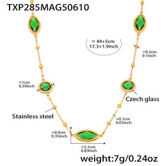 Gold-Tone Faceted Glass Link Necklace