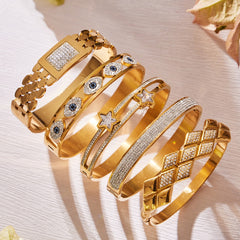 18K Gold-Plated Sparkling Clasp Bangle Designs
