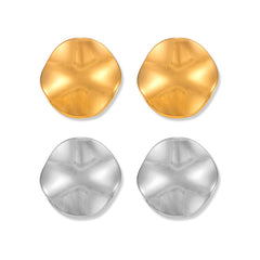 Rippled Round Statement Stud Earrings