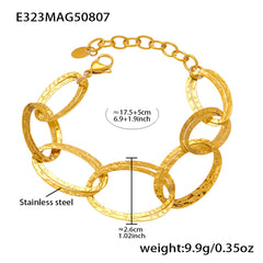 18K Gold-Plated Hammered Oval Link Bracelet