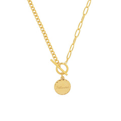 18K Gold-Plated Coin Pendant Toggle Necklace