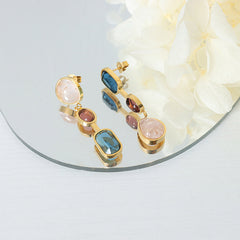Asymmetric Color Accent Drop Earrings