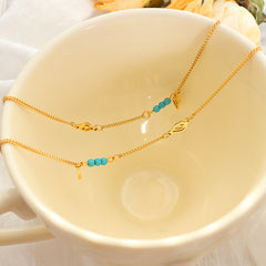 Turquoise Accent Wing-Charm Anklet