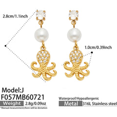 18K Gold-Plated Ocean Charm Drop Earrings