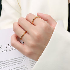 18K Gold-Plated Bamboo-Style Band Ring