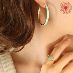 Pastel Enamel Large Hoop Earrings