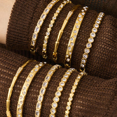 Cubic Zirconia Stainless Steel Bangle Bracelets