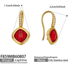 Colored Czech Glass & Cubic Zirconia Drop Earrings