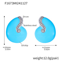 Enamel Spiral Stud Earrings