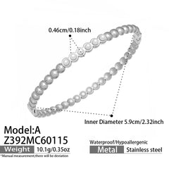 Enamel & Cubic Zirconia Stainless Steel Bangle Bracelets