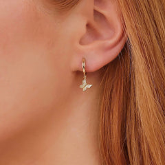 Nicolette Dainty Pavé Butterfly Hoop Earrings