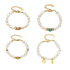 18K Gold-Plated Freshwater Pearl Beaded Bracelets