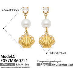 18K Gold-Plated Ocean Charm Drop Earrings