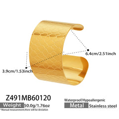 18K Gold-Plated Wide Textured Cuff Bracelets