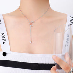 Crescent and Star Y Necklace
