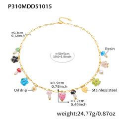 Gold-Tone Flower or Fruit Charm Necklace