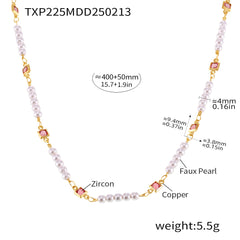 18K Gold-Plated Cubic Zirconia Pearl-Look Necklace or Bracelet