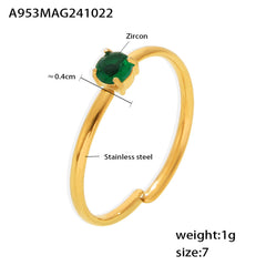 Color Cubic Zirconia Solitaire Open Ring