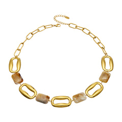 Gold-Tone Resin and Open Link Necklace