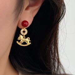 Camille Asymmetric Horse Stud Earrings