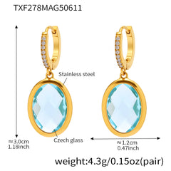 Faceted Oval Czech Glass Drop Earrings