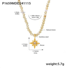 Natural Stone Starburst Pendant Necklace