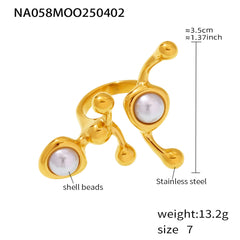 Branching Stone and Pearl-Look Bead Ring