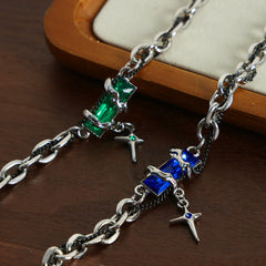 Silver-Tone Cubic Zirconia Cross Charm Bracelet