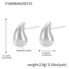 Polished Hollow Teardrop Stud Earrings