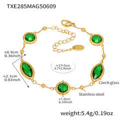 Gold-Tone Faceted Glass Link Bracelet