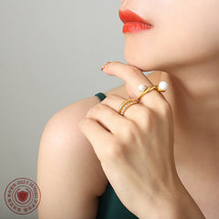 Twisted Pearl-Look Accent Ring