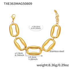 Polished Rectangle Link Necklace and Bracelet
