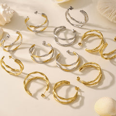 Twisted Double-Line Hoop Earrings