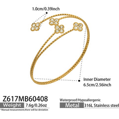 18K Gold-Plated Sparkling Flower Open Cuff Designs