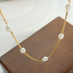 Freshwater Pearl Chain Station Necklace