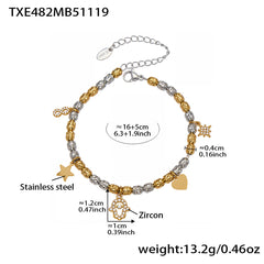 Two-Tone Charm Necklace & Bracelet