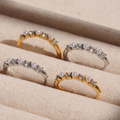 Shell Pearl-Look and Cubic Zirconia Ring Designs