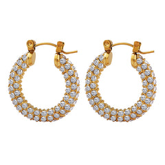 Stone-Set Multi-Row Hoop Earrings