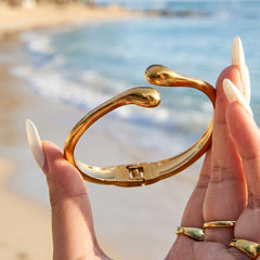 Smooth Teardrop Open Cuff Bracelet