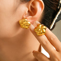 18K Gold-Plated Sculptural Five-Petal Stud Earrings