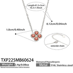 Color Four-Petal Cubic Zirconia Necklace and Earrings