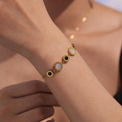 Roman Numeral Shell and Acrylic Bracelet