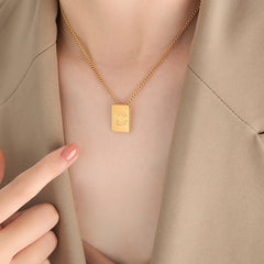 Gold-Tone Square Initial Pendant Necklace