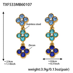 Color Four-Petal Cubic Zirconia Jewelry
