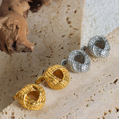 Sculptural Woven Round Stud Earrings