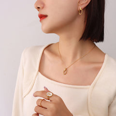 18K Gold-Plated Open Oval Pendant Jewelry
