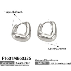 Rounded U-Shaped Stainless Steel Hoop Earrings