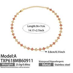 Color Cubic Zirconia Four-Petal Flower Jewelry