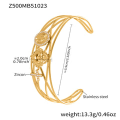 18K Gold-Plated Star and Openwork Bangle Designs