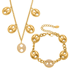 18K Gold-Plated Rounded Link Necklace or Bracelet